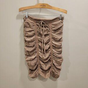 Anthropologie Solitaire Ruched Shirred Panel Midi Skirt Women's Size Medium Lace